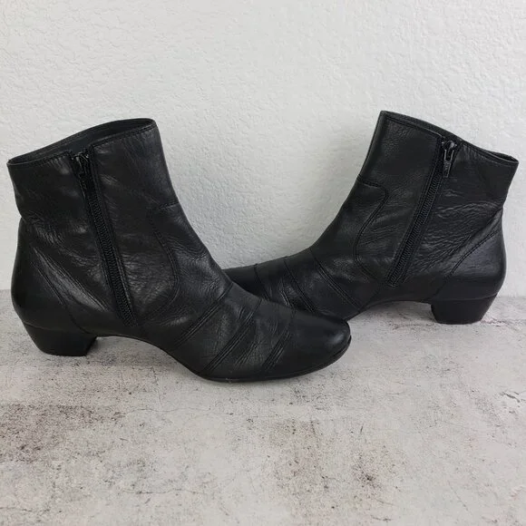 Paul Green Munchen Boots Black Leather Ankle Booties size US 7 - Picture 8 of 13
